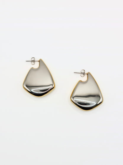 The Torso Two Tone 18k Gold Plated Tarnish-Free Statement Triangle Hoop Earrings