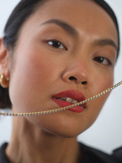 The Tory 18k Gold Plated Tarnish-Free Cubic Zirconia Crystal Tennis Chain Necklace
