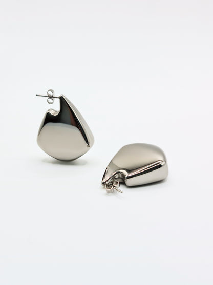 The Torso Silver Finish Tarnish-Free Statement Triangle Hoop Earrings