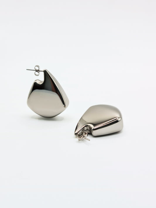 The Torso Silver Finish Tarnish-Free Statement Triangle Hoop Earrings