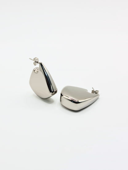 The Torso Silver Finish Tarnish-Free Statement Triangle Hoop Earrings