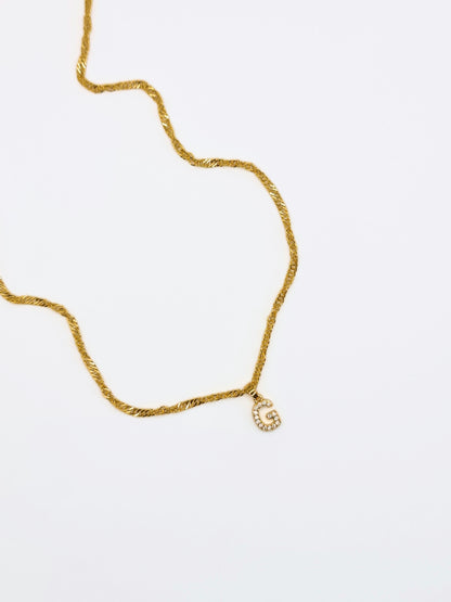 The Lottie 'G' Initial 18k Gold Plated Stainless Steel Pave Crystal Pendant Necklace
