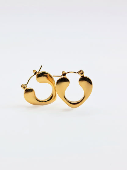 The Beau 18k Gold Plated Tarnish-Free Heart Hoop Earrings