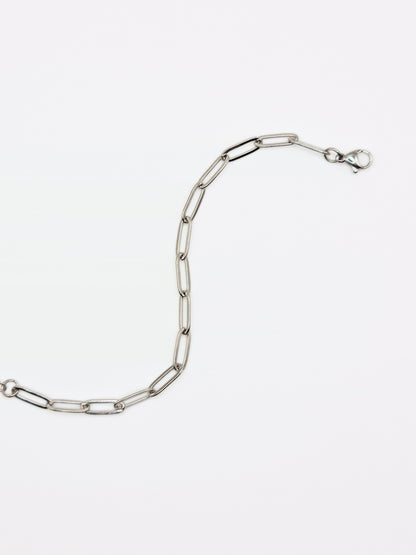 The Poppy Silver Finish Tarnish-Free Paperclip Chain Bracelet