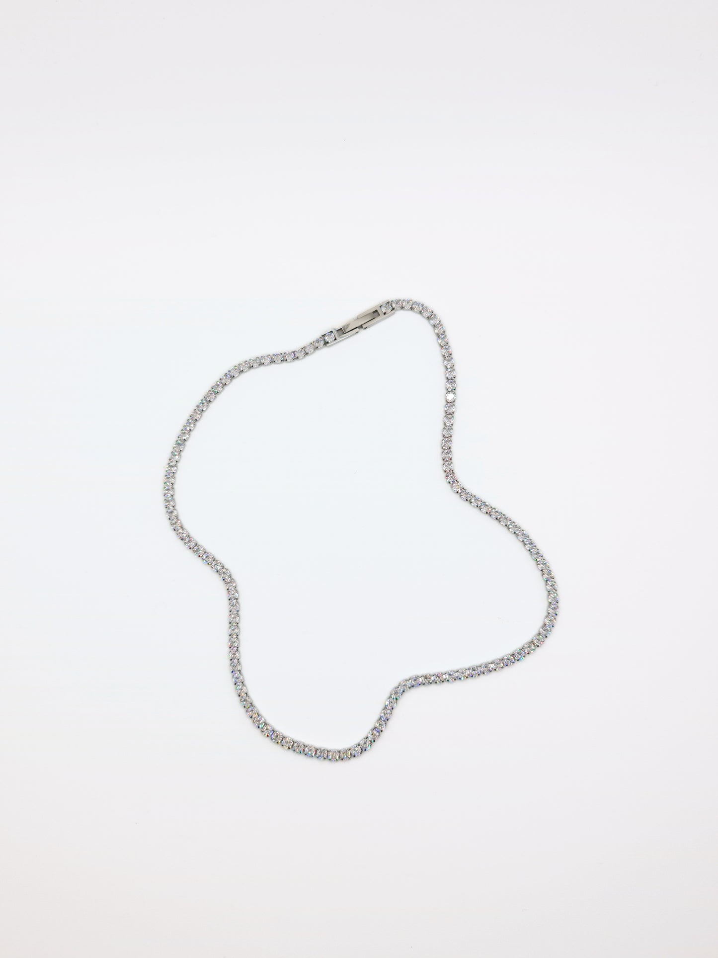 The Tory Silver Finish Tarnish-Free Cubic Zirconia Crystal Tennis Chain Necklace
