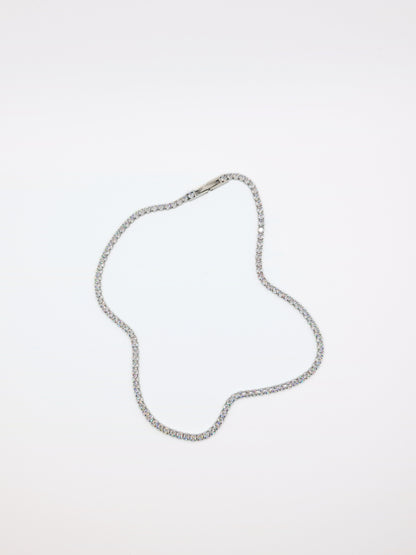 The Tory Silver Finish Tarnish-Free Cubic Zirconia Crystal Tennis Chain Necklace