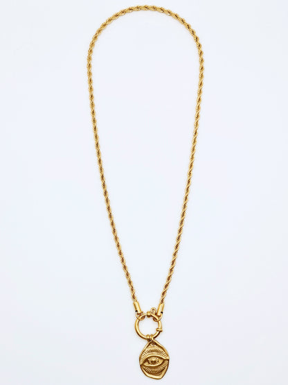 The Talisman Collection 18k Gold Plated Stainless Steel Molten Eye Pendant Necklace.