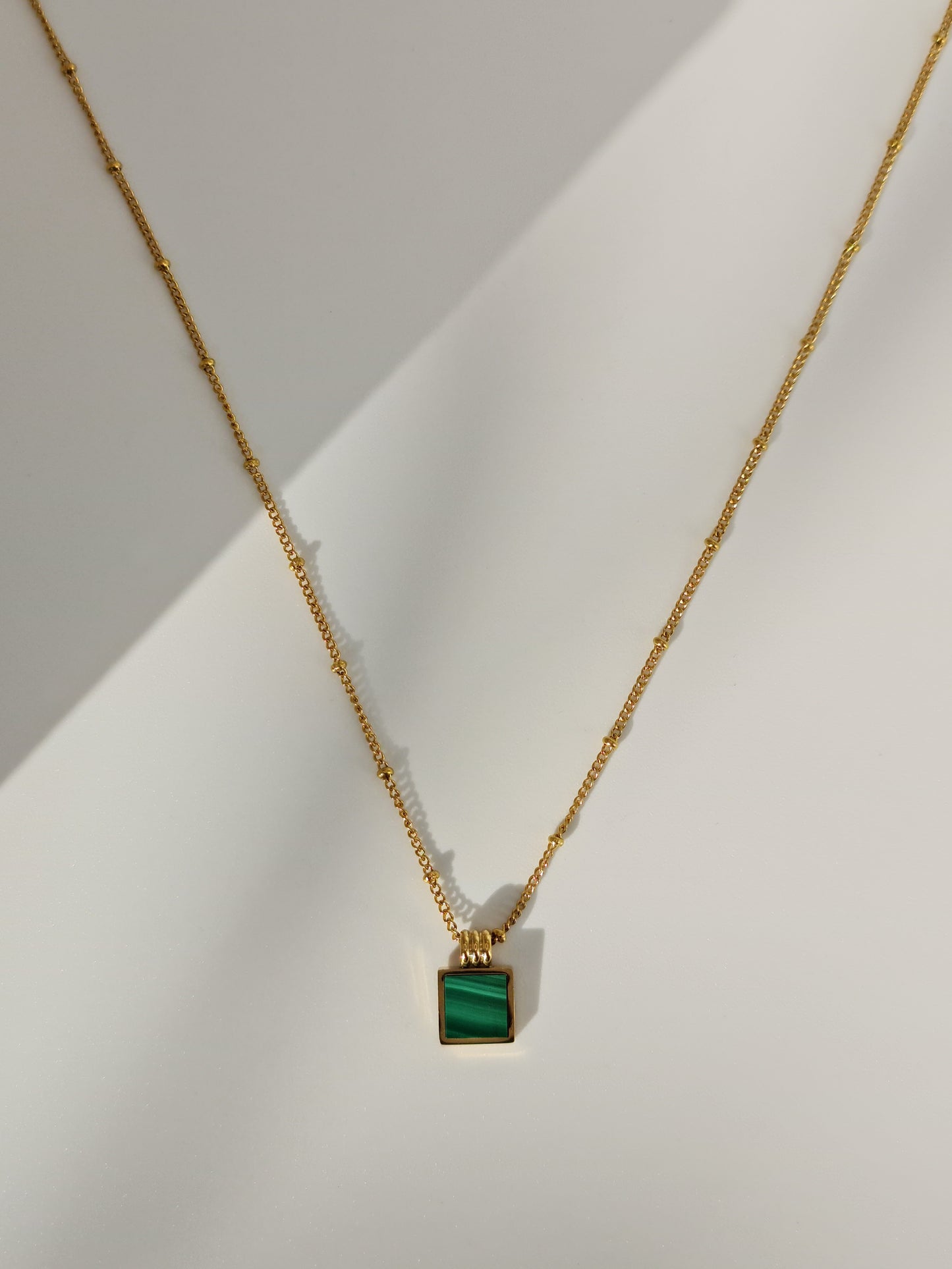 The Mason 18k Gold Plated Tarnish-Free Malachite Semi-Prescious Stone Pendant Necklace
