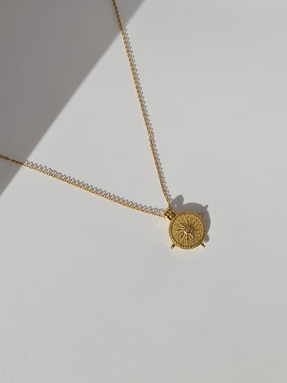 The Talisman Collection 18k Gold Plated Stainless Steel Compass Pendant Necklace.