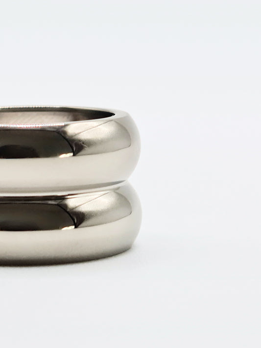 The Barrel Silver Finish Tarnish-Free Ridged Band Ring
