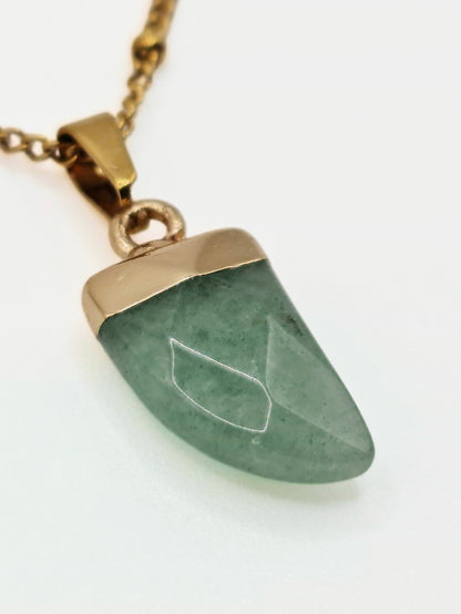 The Talisman Collection Jade Natural Stone 18k Gold Plated Semi Precious Horn Pendant Necklace