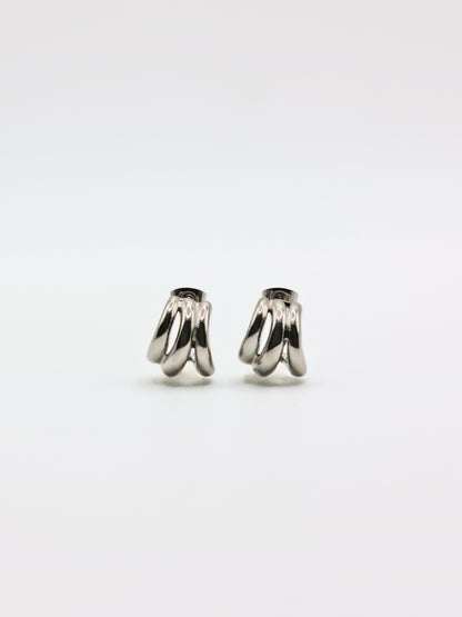 The Triad Silver Finish Tarnish-Free Triple Stud Earrings