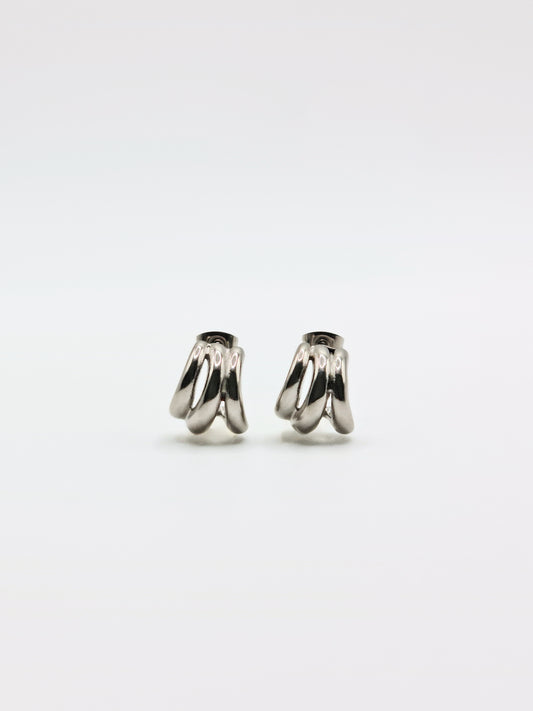 The Triad Silver Finish Tarnish-Free Triple Stud Earrings