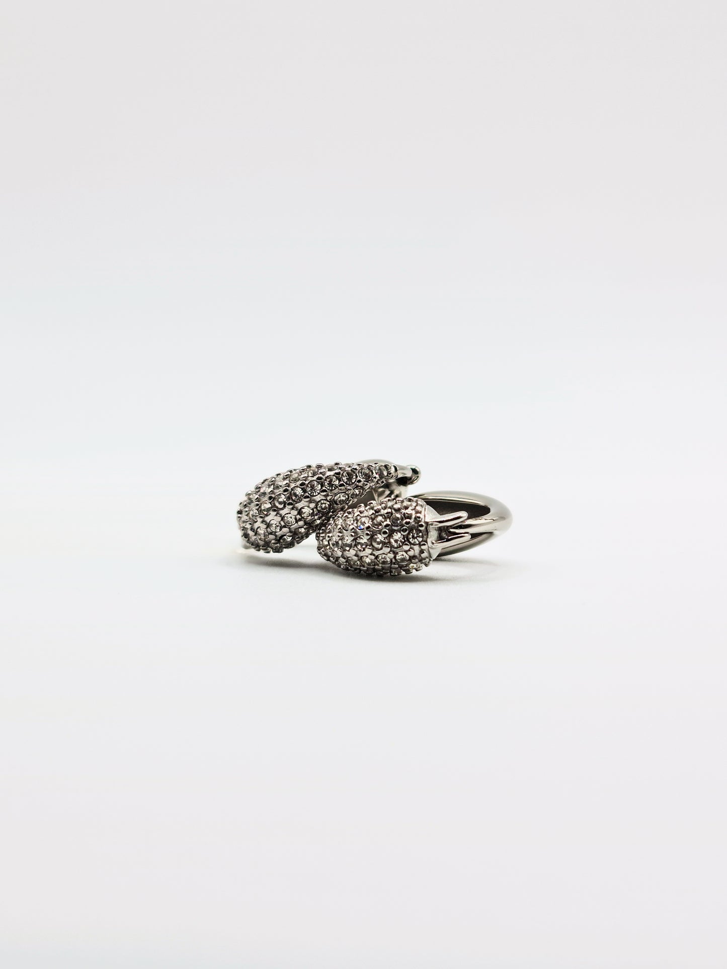 The Corinthos Silver Finish Tarnish-Free Crystal Pave Abstract Hoop Earrings