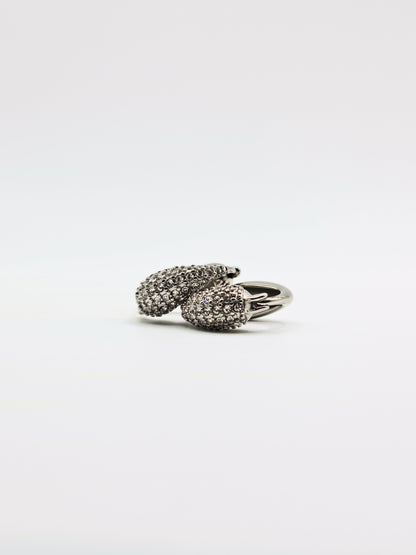 The Corinthos Silver Finish Tarnish-Free Crystal Pave Abstract Hoop Earrings
