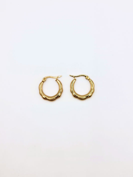 The Ashley 18k Gold Plated Stainless Steel Twist Etched Hoop Earrings.