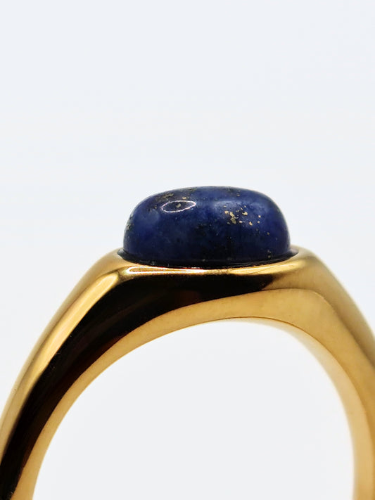 The Talisman Collection 18k Gold Plated Tarnish-Free Lapis Lazuli Semi-Precious Stone Ring