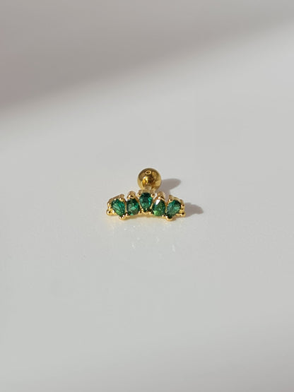 The Rowan 18k Gold Plated Stainless Steel Emerald Cubic Zirconia Ear Climber Cartilage Lobe Stud Earring.