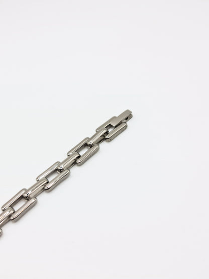 The Spencer Set Silver Finish Tarnish-Free Square Link Chain Necklace & Bracelet