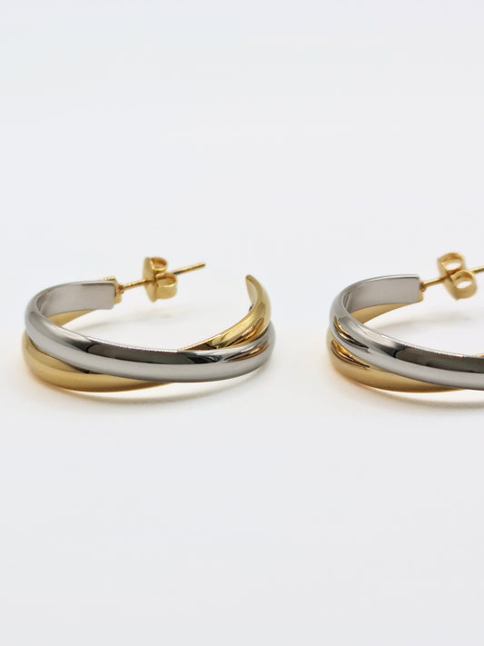 The Connection Two Tone Tarnish-Free Large Hoop Earrings