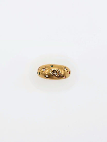 The Vanessa 18k Gold Plated Stainless Steel Multicoloured Crystal Celestial Ring.