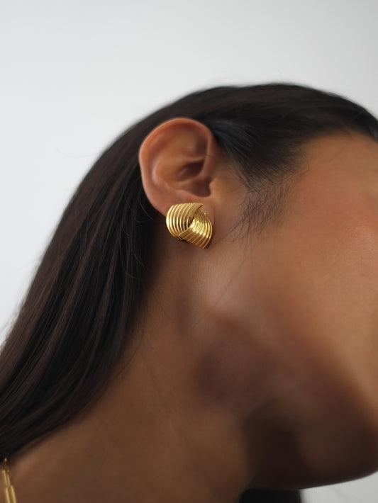 The Curlew 18k Gold Plated Tarnish-Free Statement Crossover Stud Earrings