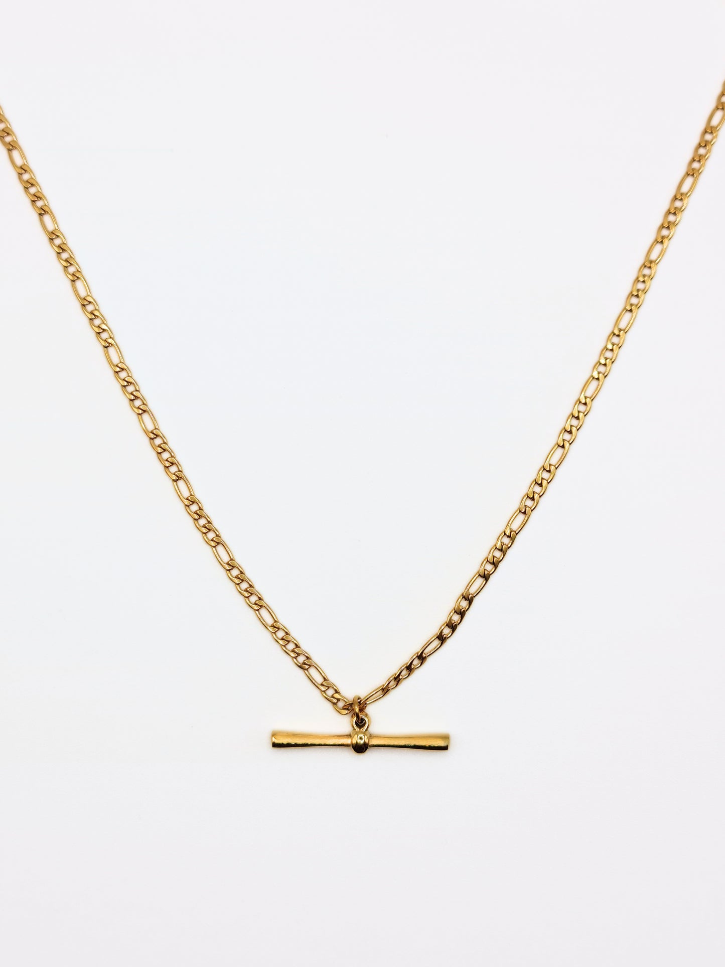 The Tala 18k Gold Plated Tarnish-Free T-Bar Pendant Figaro Chain Necklace