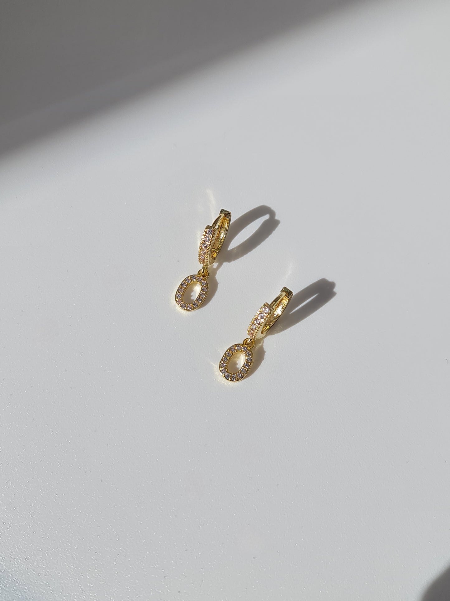 The Lana 'O' Initial 18k Gold Plated Stainless Steel Crystal Drop Hoop Earring