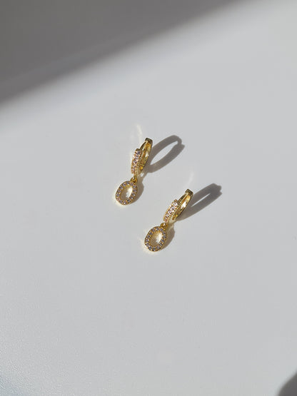 The Lana 'O' Initial 18k Gold Plated Stainless Steel Crystal Drop Hoop Earring
