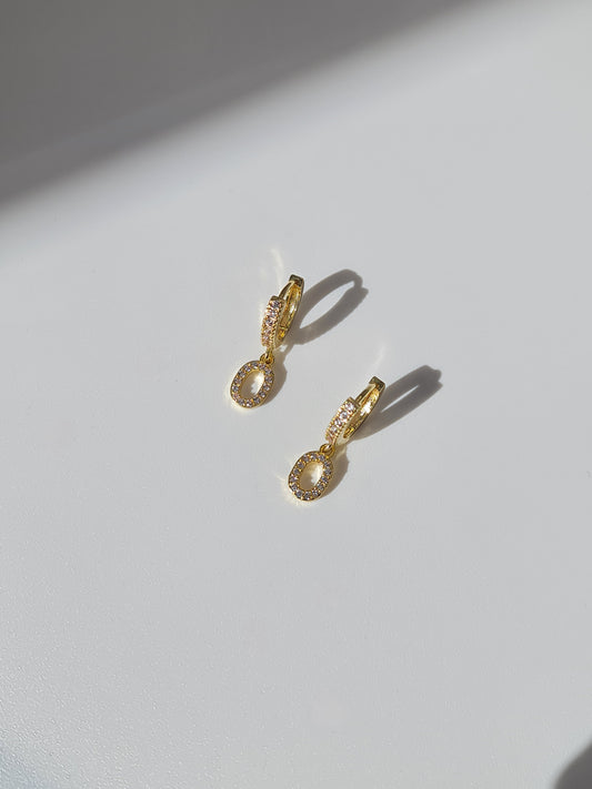 The Lana 'O' Initial 18k Gold Plated Stainless Steel Crystal Drop Hoop Earring