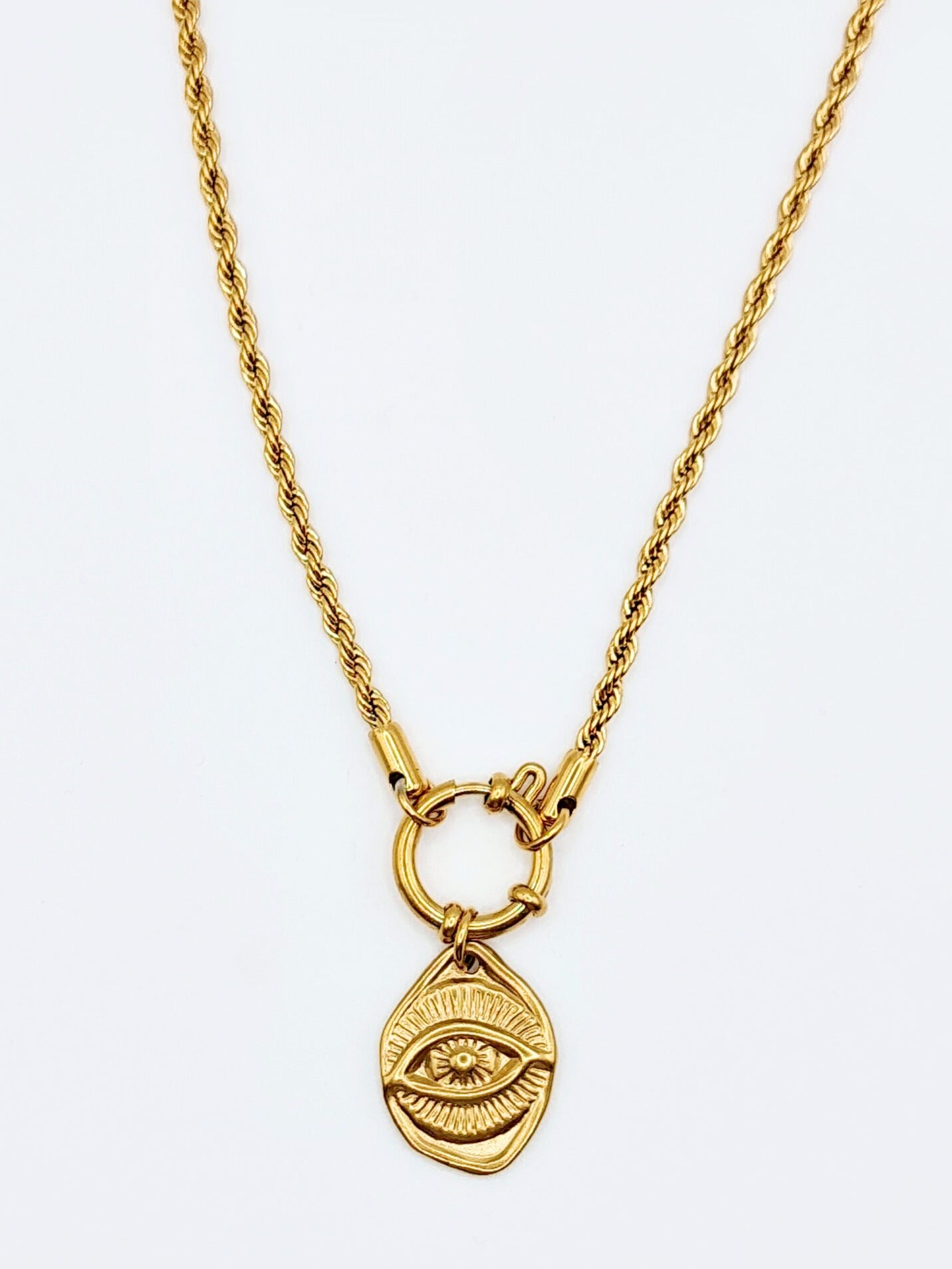 The Talisman Collection 18k Gold Plated Stainless Steel Molten Eye Pendant Necklace.