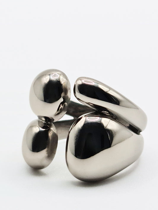 The Claw Silver Finish Stainless Steel Open Band Ring
