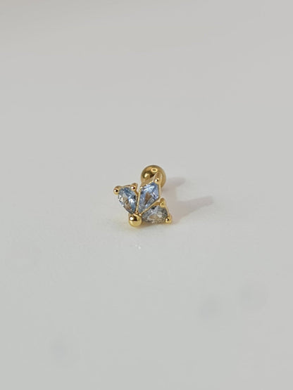 The Blake 18k Gold Plated Titanium Steel Cubic Zirconia Cluster Cartilage Lobe Stud Earring in Blue.