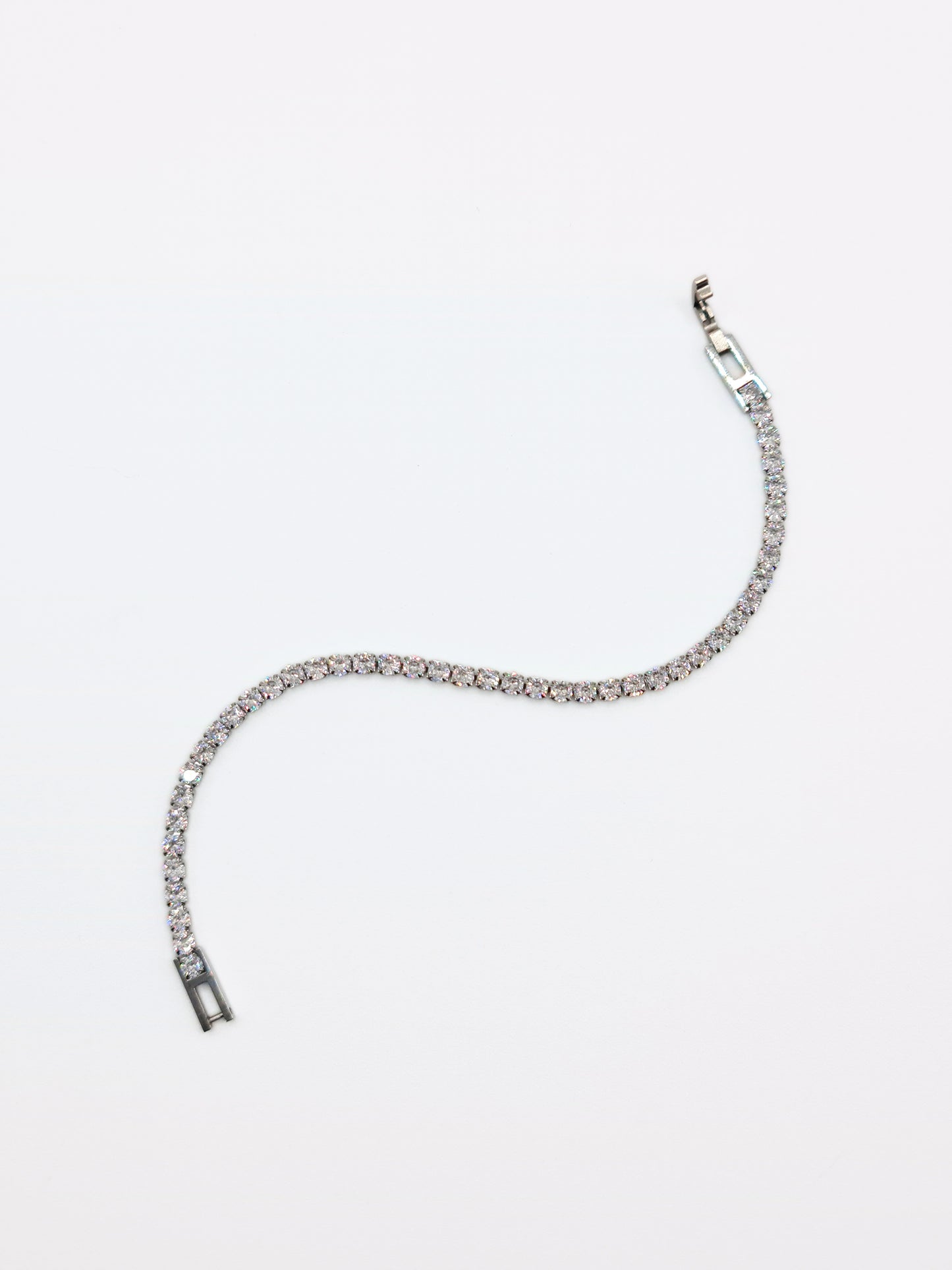 The Tory Silver Finish Tarnish-Free Cubic Zirconia Crystal Tennis Chain Bracelet