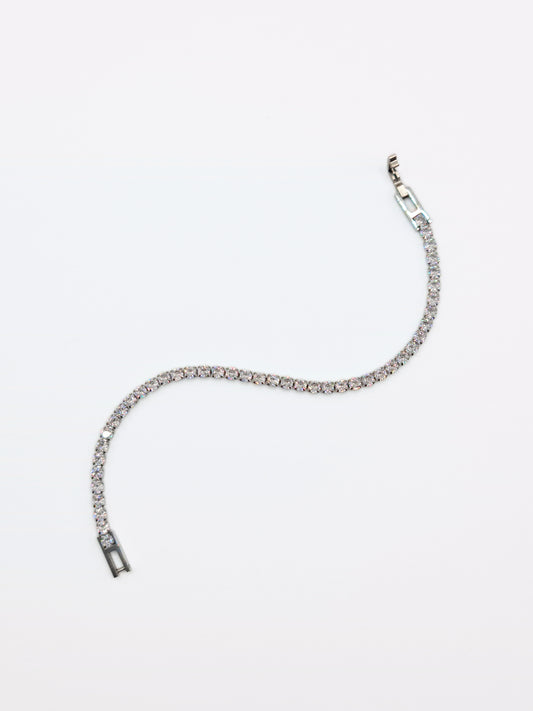 The Tory Silver Finish Tarnish-Free Cubic Zirconia Crystal Tennis Chain Bracelet