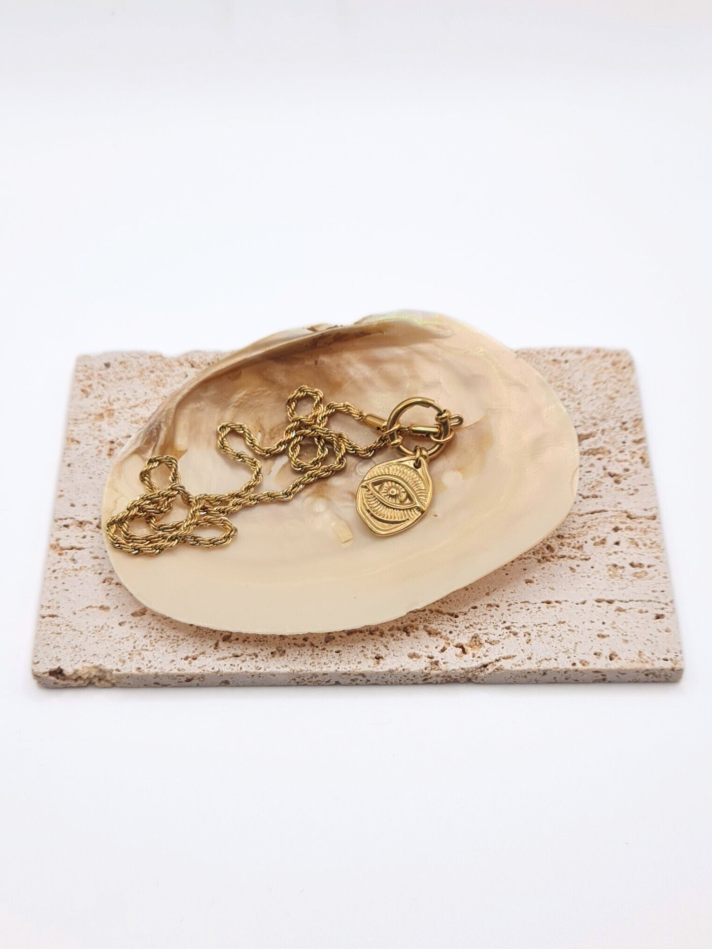 The Talisman Collection 18k Gold Plated Stainless Steel Molten Eye Pendant Necklace.