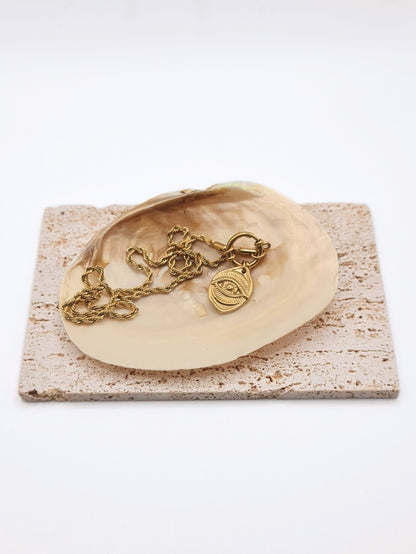 The Talisman Collection 18k Gold Plated Stainless Steel Molten Eye Pendant Necklace.