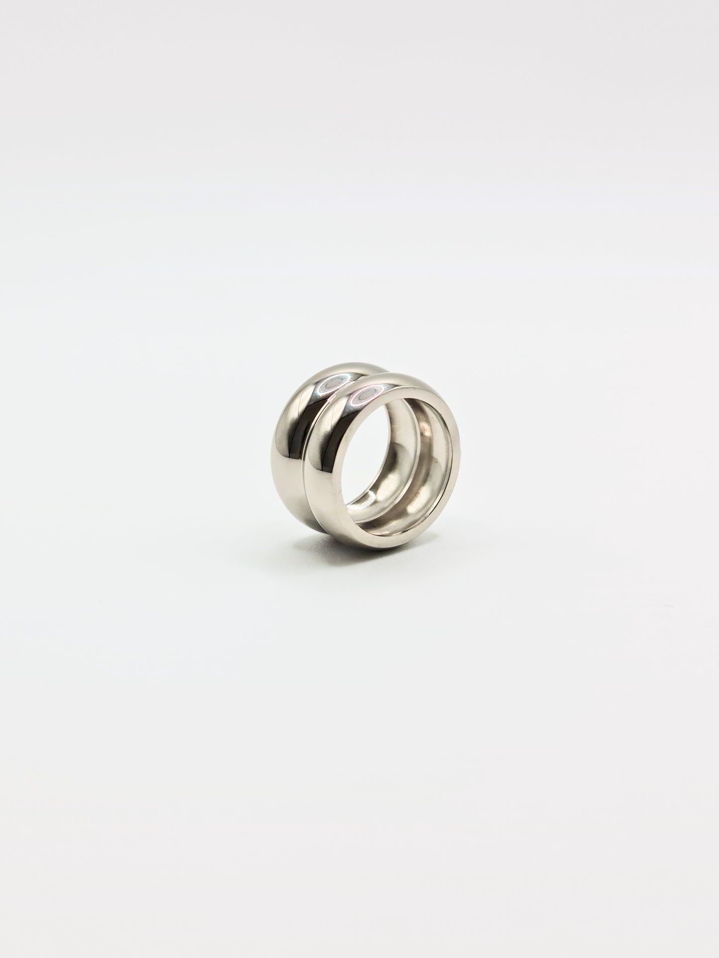 The Barrel Silver Finish Tarnish-Free Ridged Band Ring