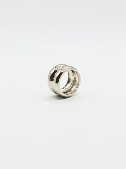 The Barrel Silver Finish Tarnish-Free Ridged Band Ring