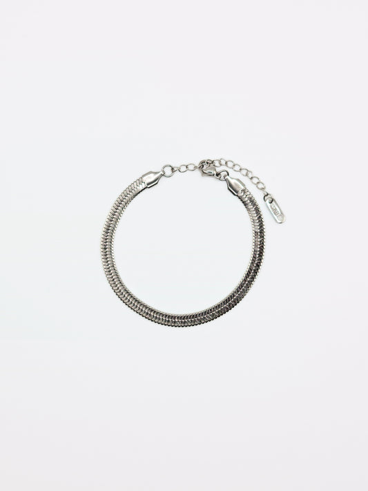 The Mamba Silver Finish Tarnish-Free Snake Chain Bracelet.