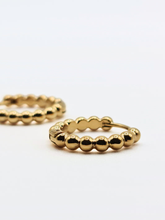 The Bonnie Essentials 18k Gold Plated Tarnish-Free Beaded Huggie Hoop Earrings