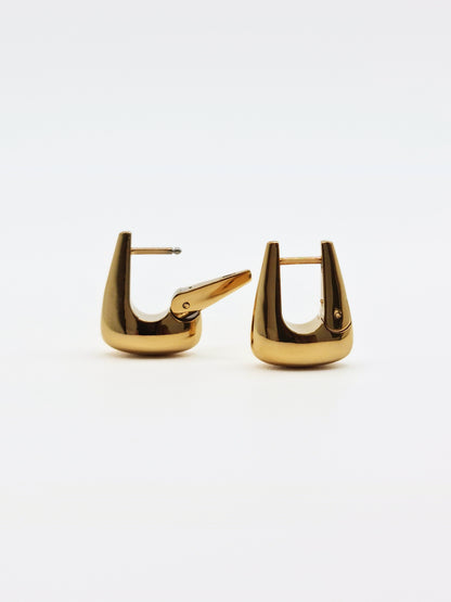 The Tate 18k Gold Plated Tarnish-Free Hinged Triangle Hoop Earrings