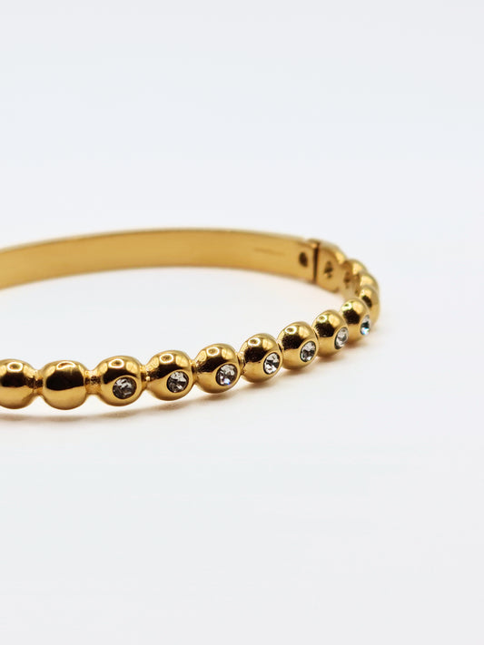 The Talisman Collection 18k Gold Plated Tarnish-Free Beaded Crystal  Bangle Bracelet