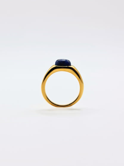 The Talisman Collection 18k Gold Plated Tarnish-Free Lapis Lazuli Semi-Precious Stone Ring
