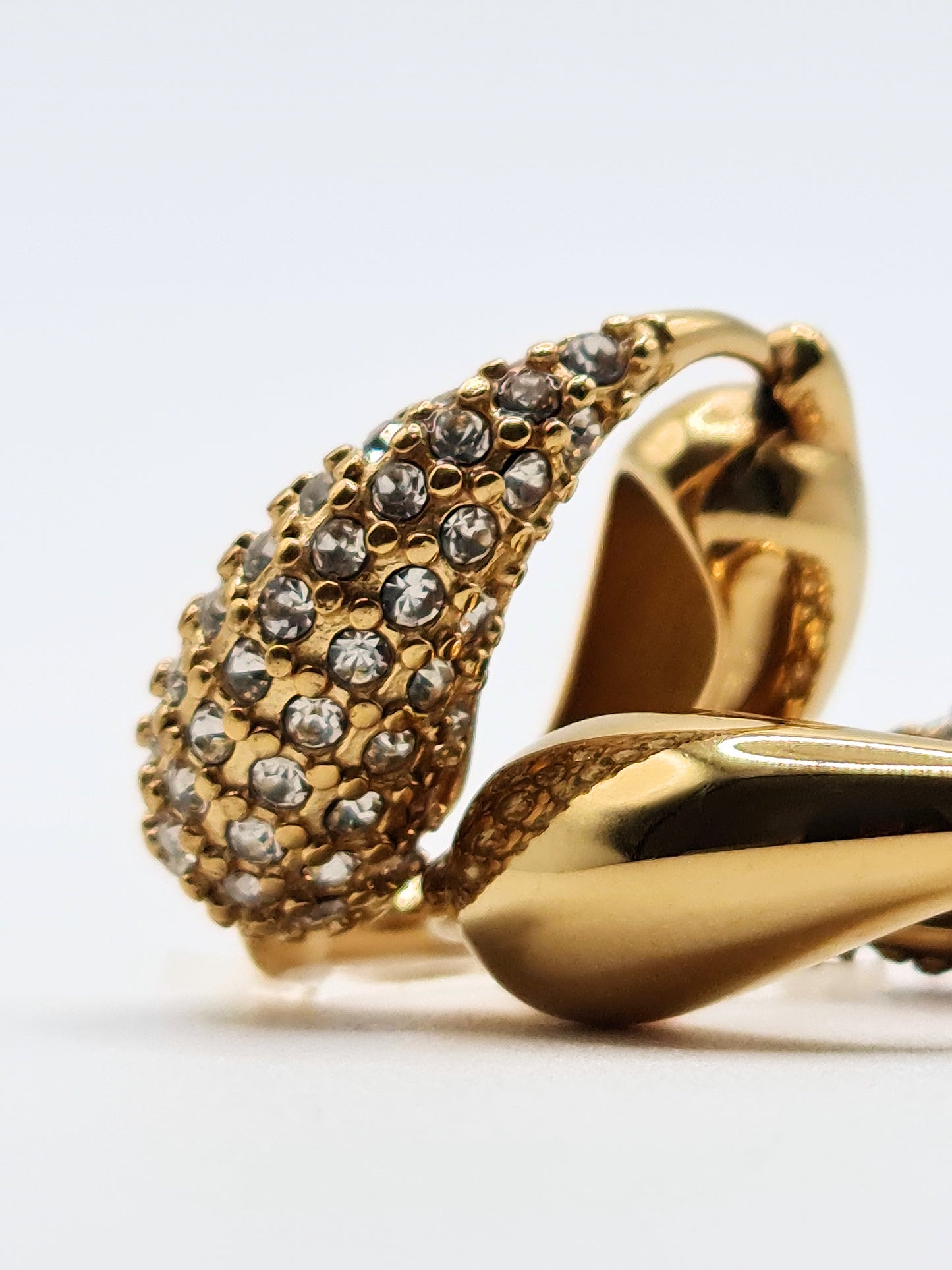 The Corinthos 18k Gold Plated Tarnish-Free Crystal Pave Abstract Hoop Earrings