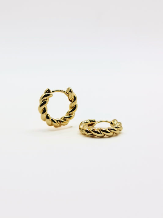 The Paloma Essentials 18k Gold Plated Tarnish-Free Plaited Twist Huggie Hoop Earrings