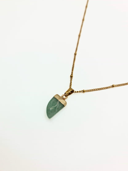 The Talisman Collection Jade Natural Stone 18k Gold Plated Semi Precious Horn Pendant Necklace