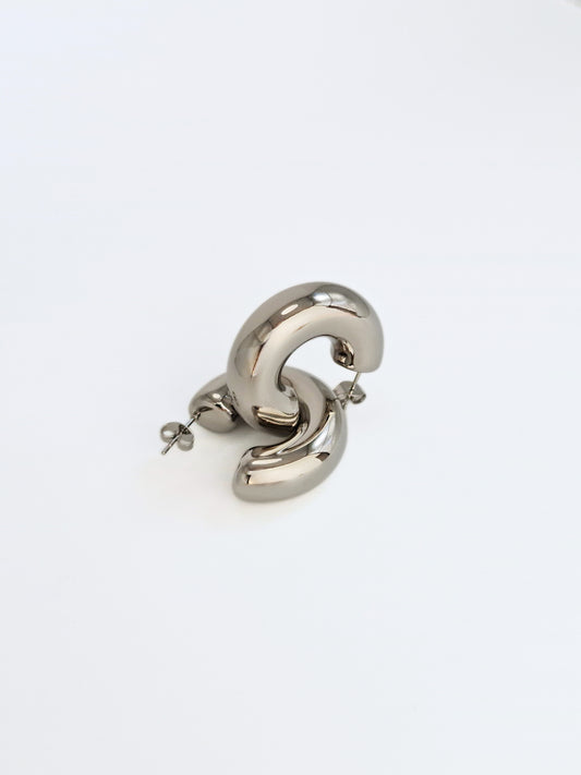 The Tubus Silver Finish Tarnish-Free Statement Tube Hoop Earrings