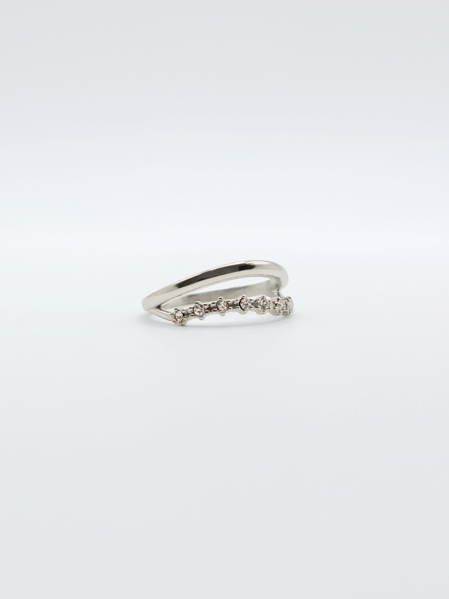 The Celeste Silver Finish Tarnish-Free Constellation Double Stacking Ring.
