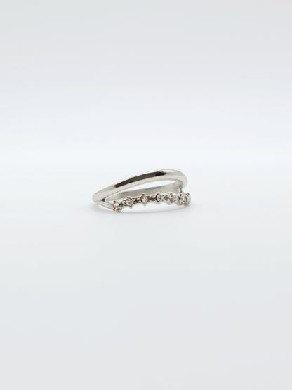 The Celeste Silver Finish Tarnish-Free Constellation Double Stacking Ring.